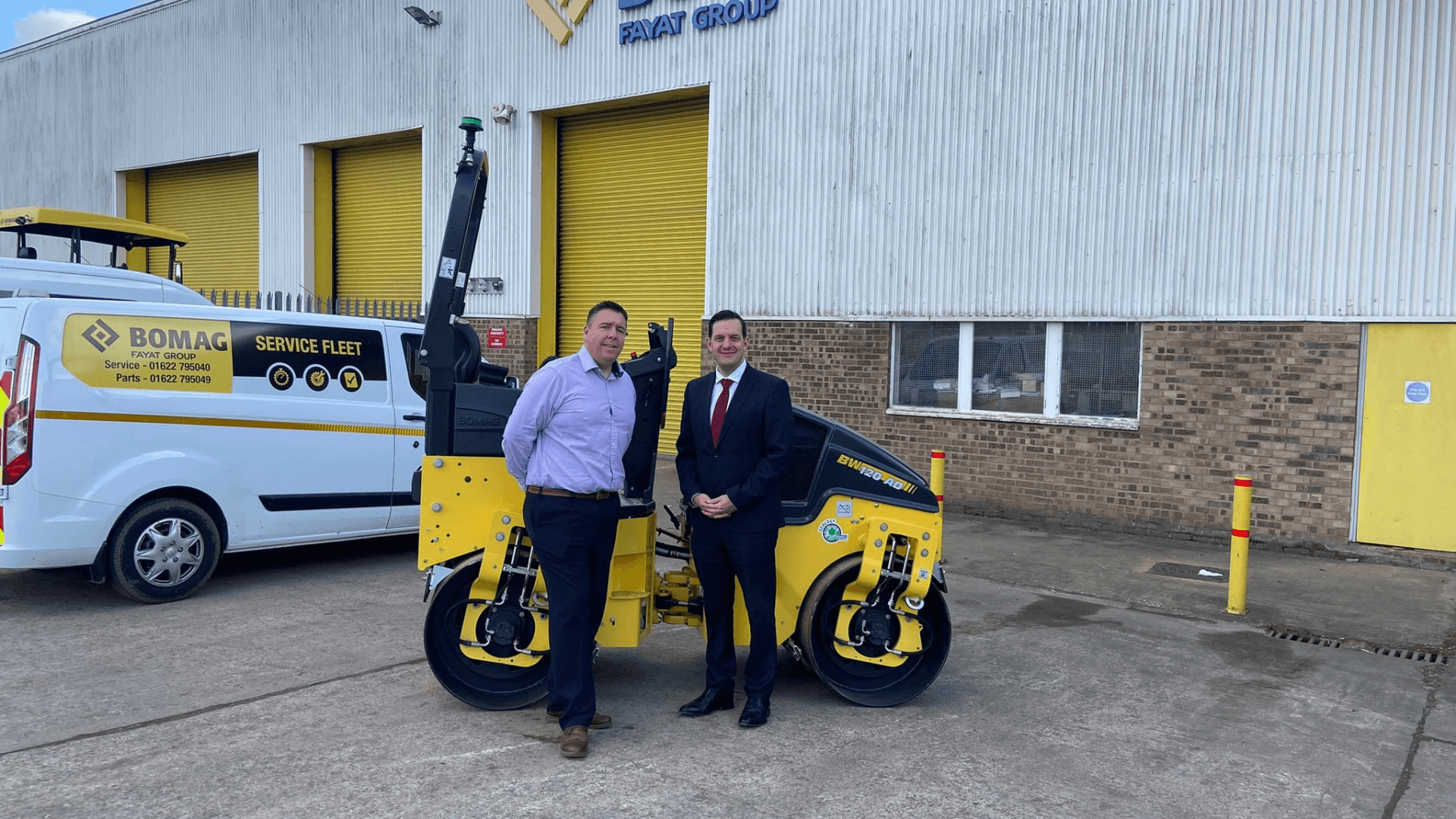 Two men posing for a picture as Red Diamond collaborates with BOMAG GB to appoint new Managing Director